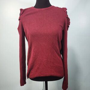 White House Black Market Long Sleeve Burgundy Blouse Shoulder Cut-Outs
Lot I